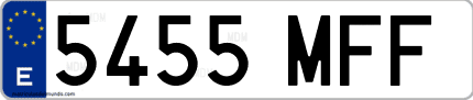Ejemplo de matrícula de coche ordinaria 5455 MFF