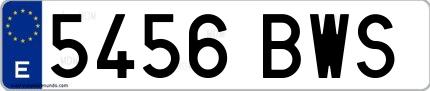 Ejemplo de matrícula española 5456 BWS