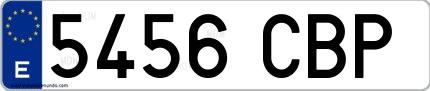 Ejemplo de matrícula española 5456 CBP
