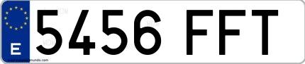 Ejemplo de matrícula española 5456 FFT