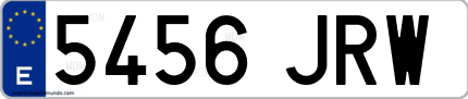 Ejemplo de matrícula de coche ordinaria 5456 JRW