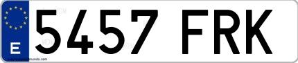 Ejemplo de matrícula española 5457 FRK