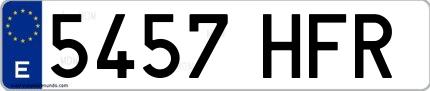 Ejemplo de matrícula española 5457 HFR