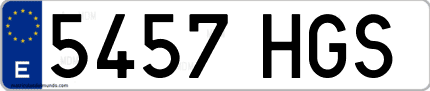 Ejemplo de matrícula de coche ordinaria 5457 HGS