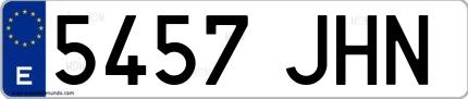 Ejemplo de matrícula española 5457 JHN