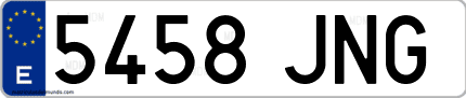 Ejemplo de matrícula de coche ordinaria 5458 JNG