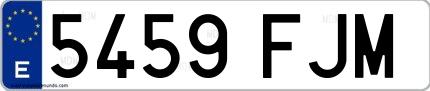 Ejemplo de matrícula española 5459 FJM