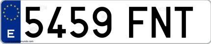 Ejemplo de matrícula española 5459 FNT