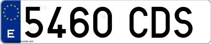 Ejemplo de matrícula española 5460 CDS