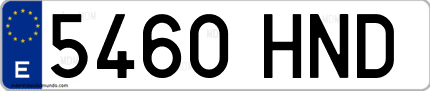 Ejemplo de matrícula de coche ordinaria 5460 HND