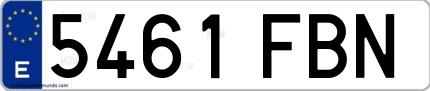 Ejemplo de matrícula española 5461 FBN