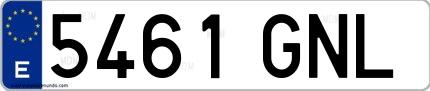 Ejemplo de matrícula española 5461 GNL