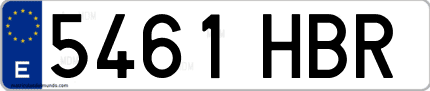 Ejemplo de matrícula de coche ordinaria 5461 HBR
