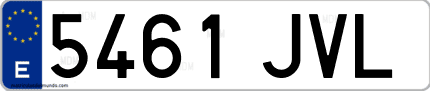 Ejemplo de matrícula de coche ordinaria 5461 JVL