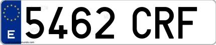 Ejemplo de matrícula española 5462 CRF
