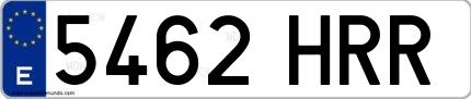 Ejemplo de matrícula española 5462 HRR