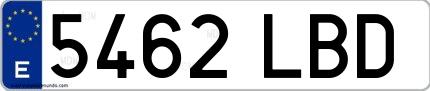 Ejemplo de matrícula española 5462 LBD
