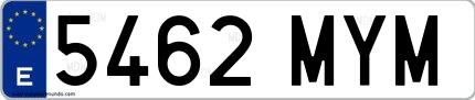 Ejemplo de matrícula española 5462 MYM