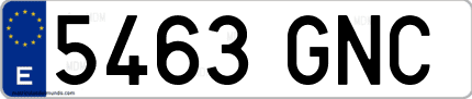 Ejemplo de matrícula de coche ordinaria 5463 GNC