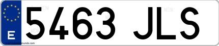 Ejemplo de matrícula española 5463 JLS