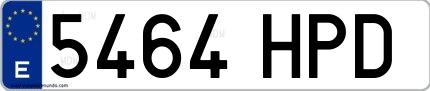 Ejemplo de matrícula española 5464 HPD