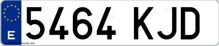 Ejemplo de matrícula española 5464 KJD