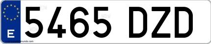 Ejemplo de matrícula española 5465 DZD