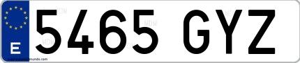 Ejemplo de matrícula española 5465 GYZ