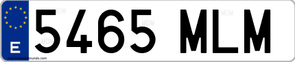 Ejemplo de matrícula de coche ordinaria 5465 MLM