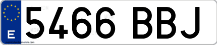 Ejemplo de matrícula de coche ordinaria 5466 BBJ