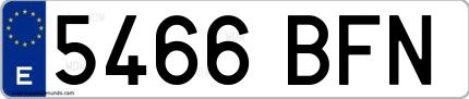 Ejemplo de matrícula española 5466 BFN