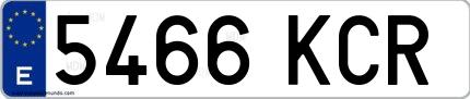 Ejemplo de matrícula española 5466 KCR