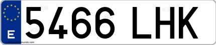 Ejemplo de matrícula española 5466 LHK