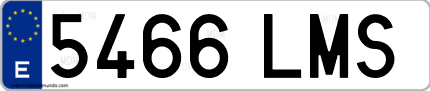 Ejemplo de matrícula de coche ordinaria 5466 LMS