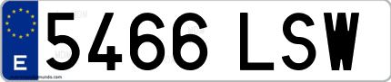 Ejemplo de matrícula de coche ordinaria 5466 LSW