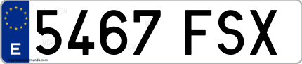 Ejemplo de matrícula de coche ordinaria 5467 FSX