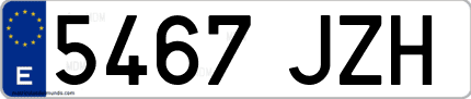 Ejemplo de matrícula de coche ordinaria 5467 JZH