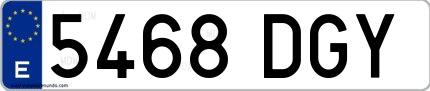 Ejemplo de matrícula española 5468 DGY