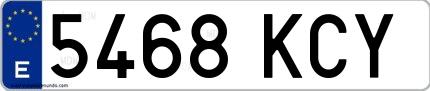 Ejemplo de matrícula española 5468 KCY