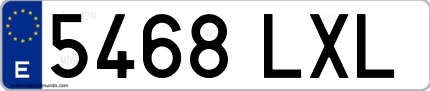 Ejemplo de matrícula de coche ordinaria 5468 LXL