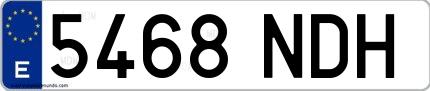 Ejemplo de matrícula española 5468 NDH