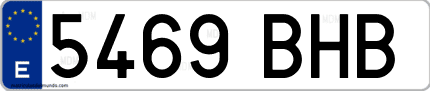 Ejemplo de matrícula de coche ordinaria 5469 BHB