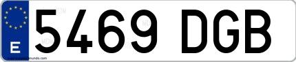 Ejemplo de matrícula española 5469 DGB