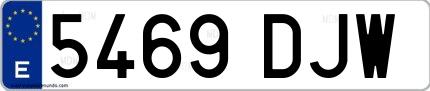 Ejemplo de matrícula española 5469 DJW