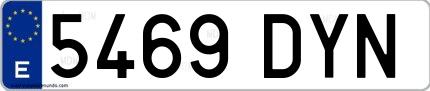 Ejemplo de matrícula española 5469 DYN