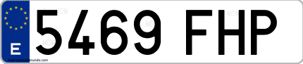 Ejemplo de matrícula de coche ordinaria 5469 FHP