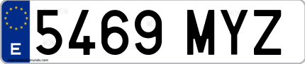 Ejemplo de matrícula de coche ordinaria 5469 MYZ