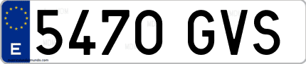 Ejemplo de matrícula de coche ordinaria 5470 GVS