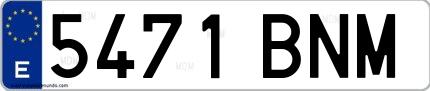 Ejemplo de matrícula española 5471 BNM