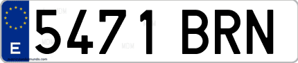 Ejemplo de matrícula de coche ordinaria 5471 BRN